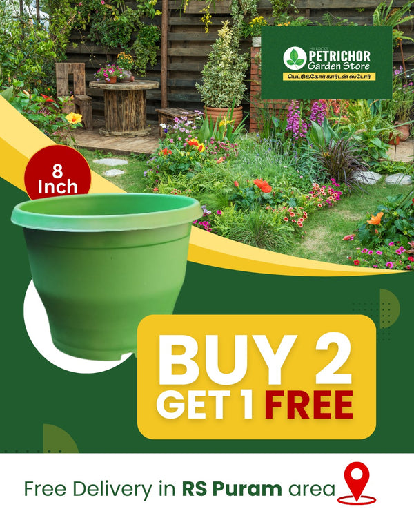8 Inch Gardening Pot | Outdoor Planter Suitable Size for Terrace and Balcony | Easily Moveable and Suitable for Most Plants